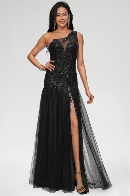 Robe Noire Luxe À Traîne - gallery 4