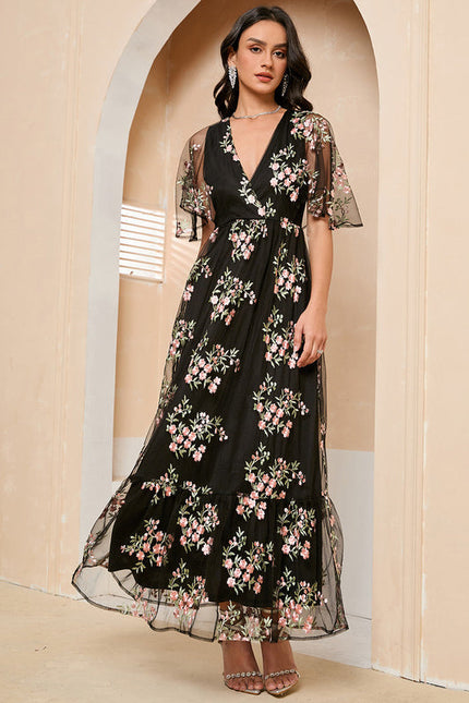 Robe Maxi Tulle Brodée Florale Élégante-272 - gallery 3
