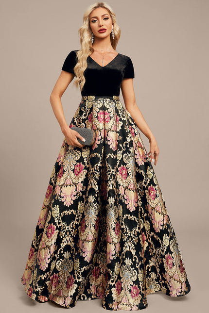 Robe Trapèze Velours Floral Chic - gallery 7