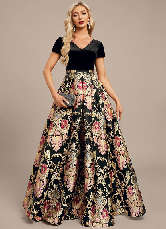 Robe Trapèze Velours Floral Chic - gallery 7