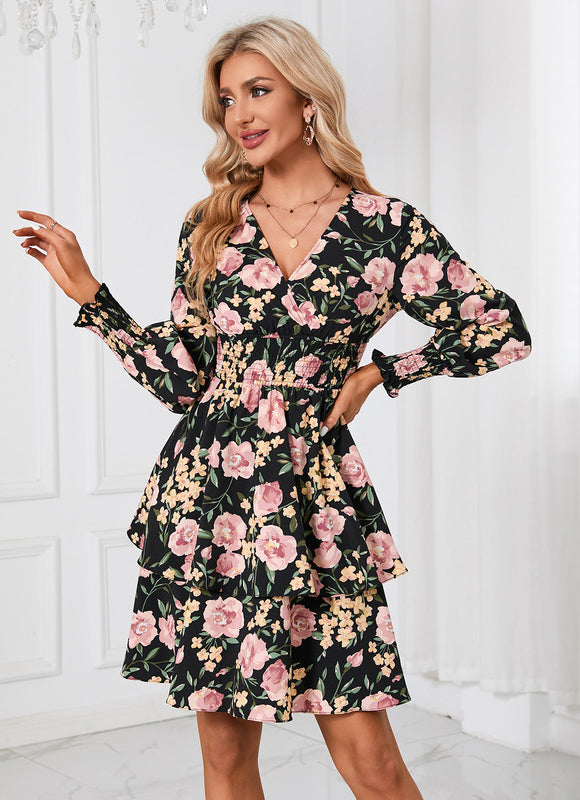 Robe À Fleurs Chic Col V - gallery 1