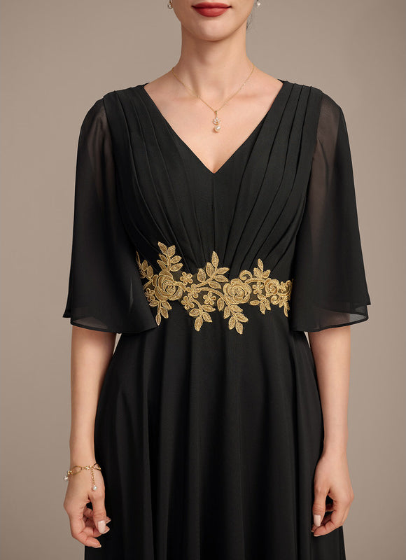 Robe Noire Luxe À Appliques Dorées - gallery 7