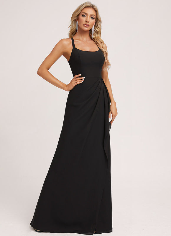 Robe Noire Élégante Fendue Chic - gallery 4