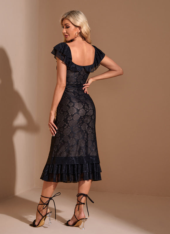 Robe Sirène En Dentelle Florale - gallery 1