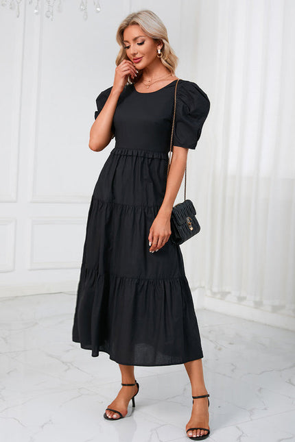 Robe Noire Plissée Élégante