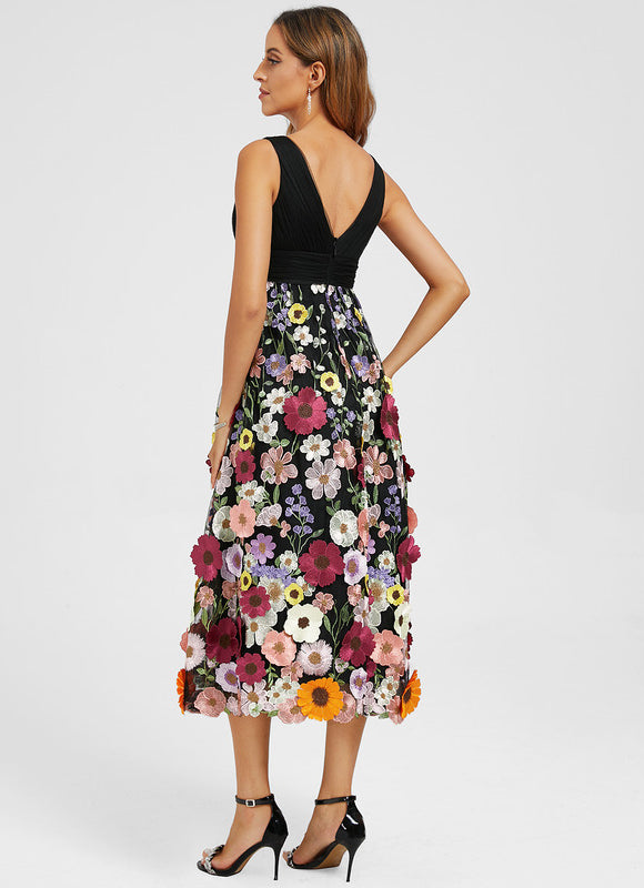 Robe Florale Trapèze Élégante Vaporeuse - gallery 5