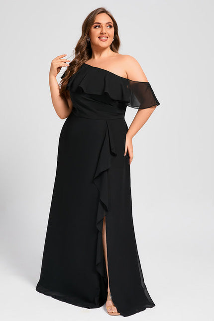Robe Noire Luxe À Volants - gallery 7