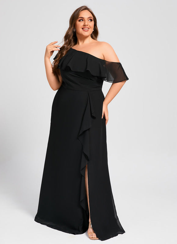 Robe Noire Luxe À Volants - gallery 7