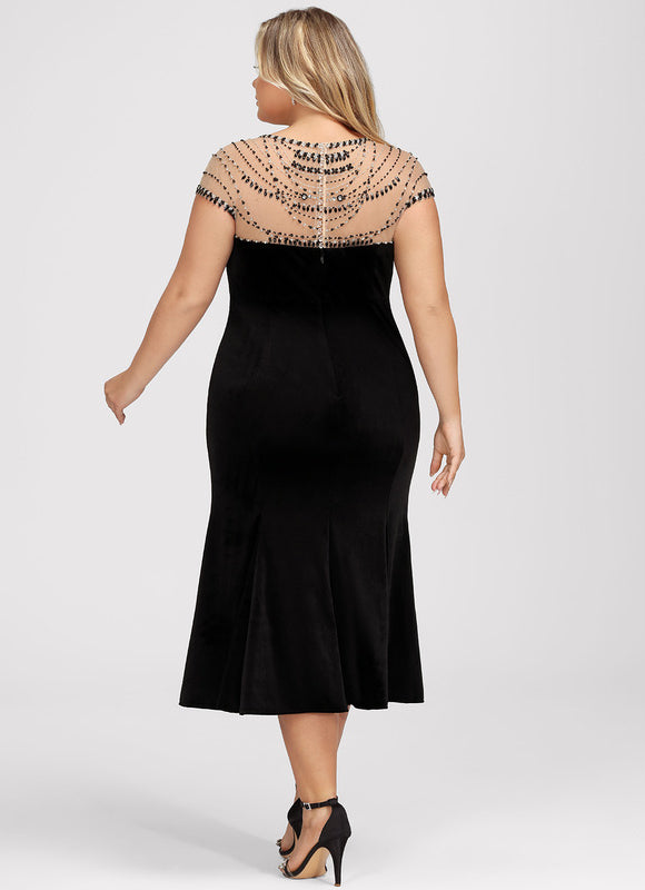 Robe Velours Élégante À Perles - gallery 7