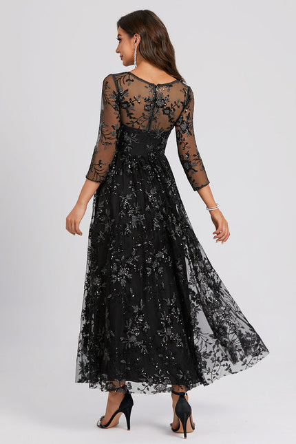 Robe Trapèze En Dentelle Florale - gallery 4