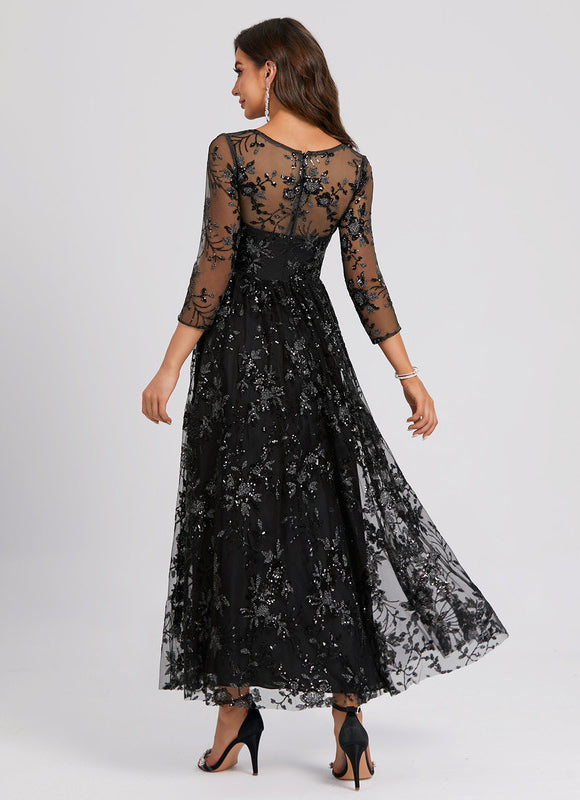 Robe Trapèze En Dentelle Florale - gallery 4