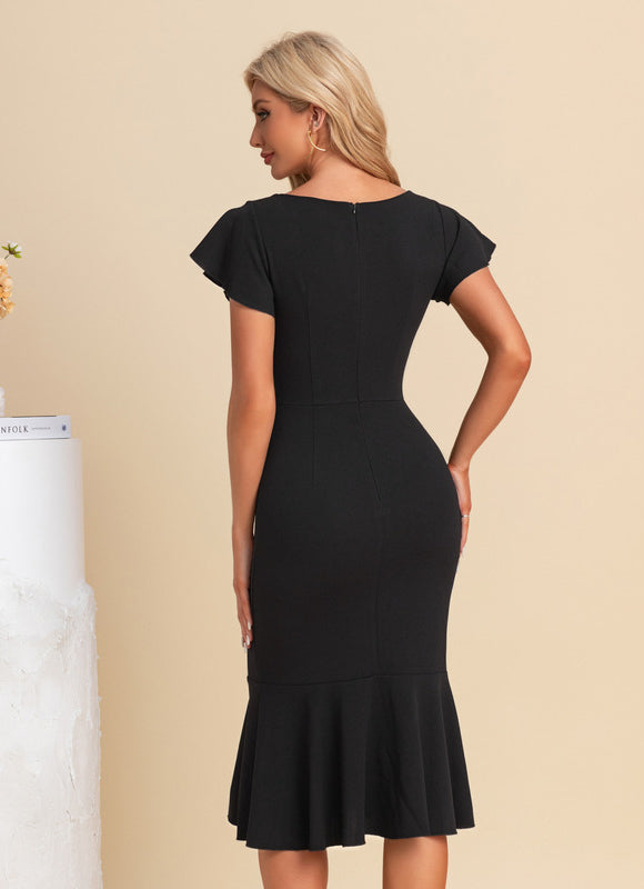 Robe Noire À Volants Élégante - gallery 2