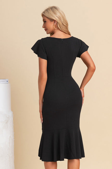 Robe Noire À Volants Élégante - gallery 2