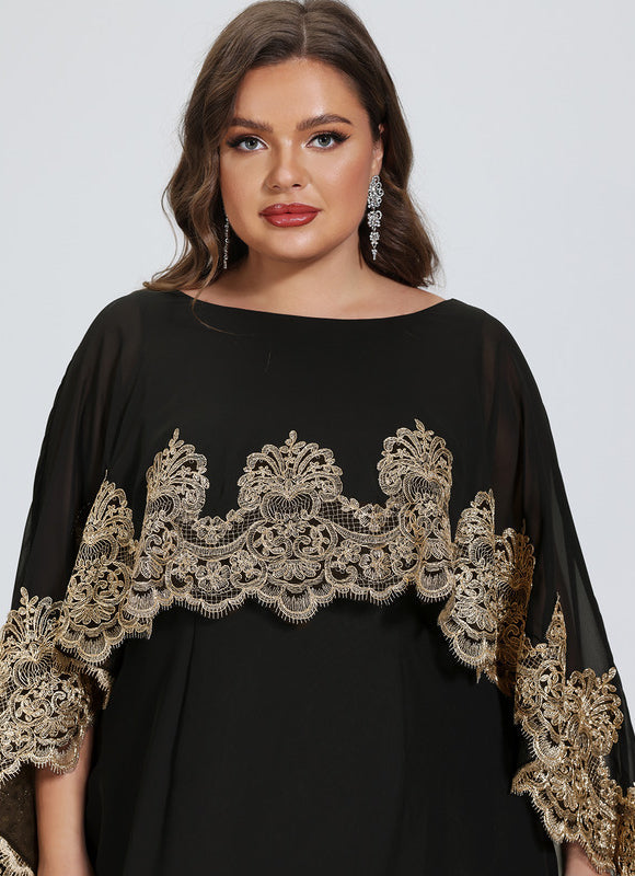 Robe Élégante Avec Cape Brodée - gallery 8