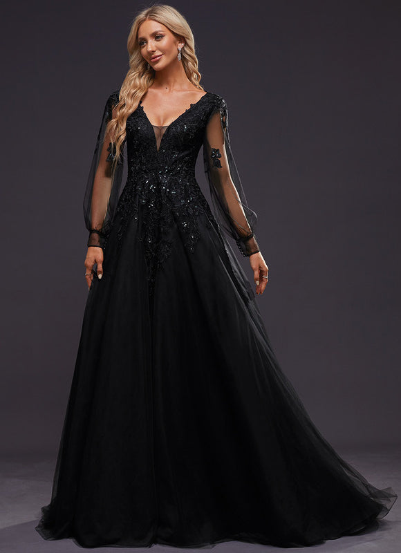 Robe De Bal En Tulle Scintillant - gallery 7