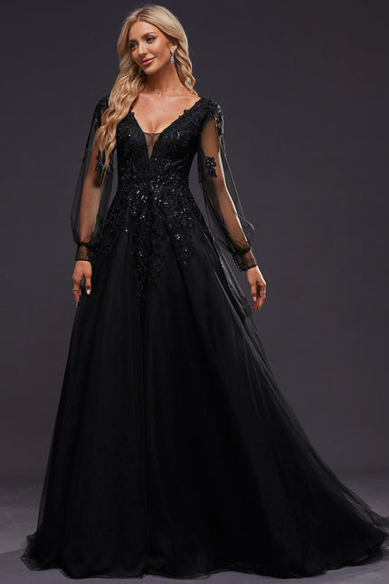 Robe De Bal En Tulle Scintillant - gallery 7
