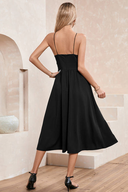 Robe Noire Chic À Bretelles Fines - gallery 7