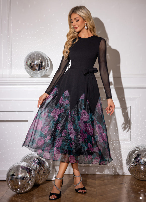 Robe Noire Organza Fleurie - gallery 5