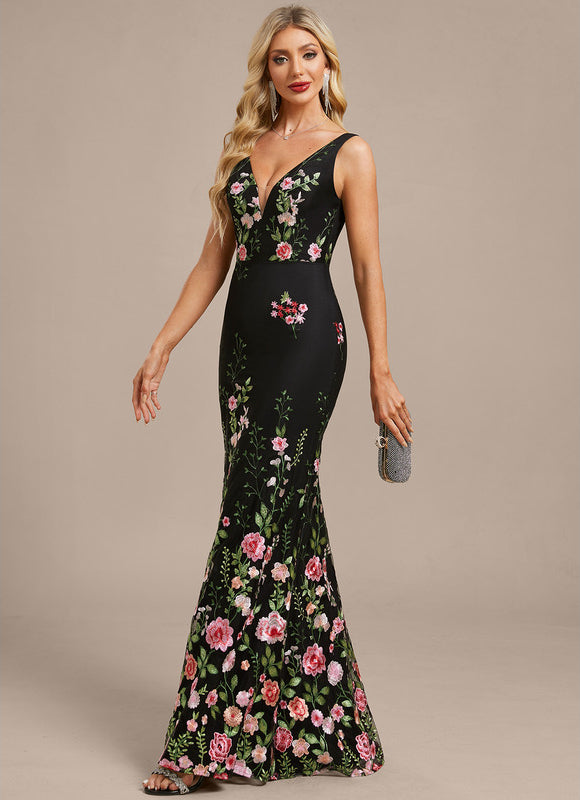 Robes Noires Longues Petite Fleurs - gallery 4