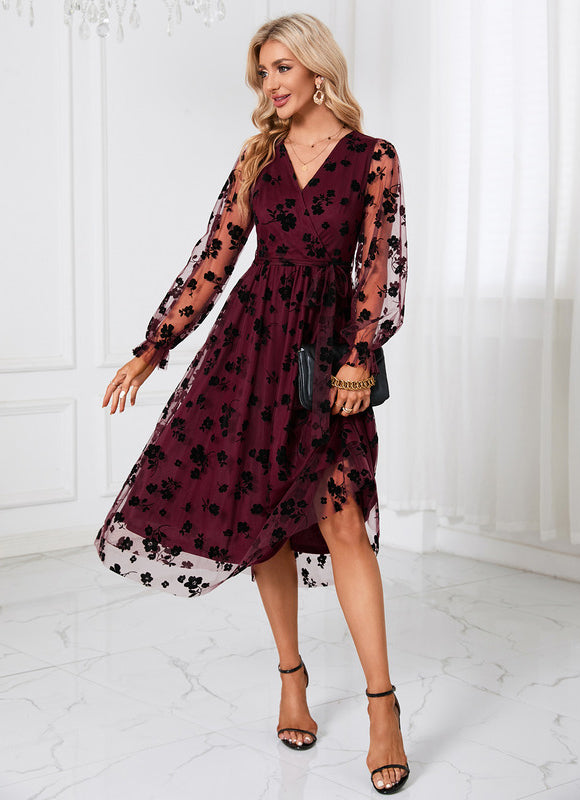 Robe Noire En Tulle Floral - gallery 7