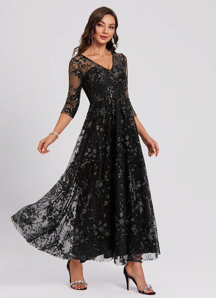 Robe Trapèze En Dentelle Florale