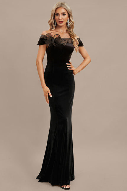Robe Noire Luxe Velours Élégante - gallery 1