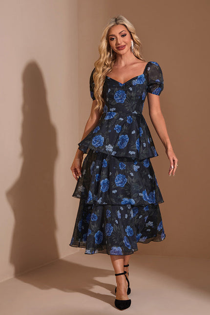Robe Noire Luxe À Fleurs - gallery 4