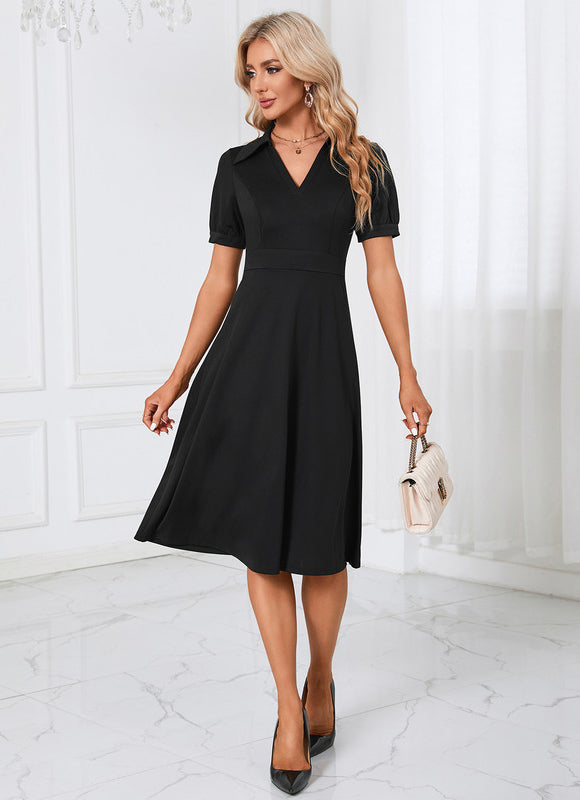 Robe Noire Col Claudine Chic - gallery 3