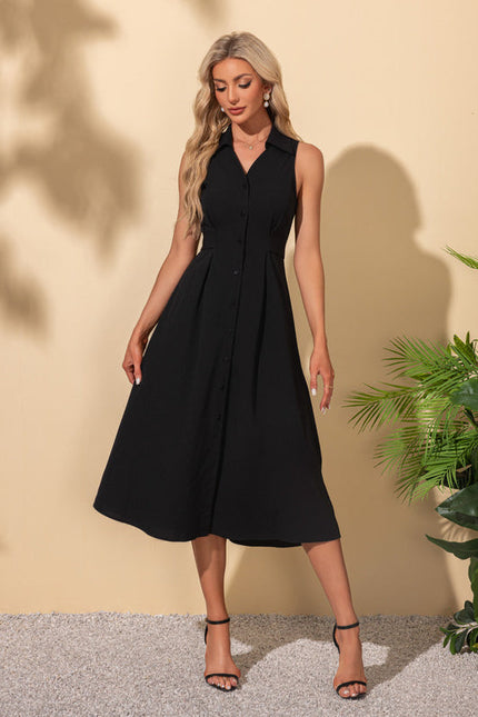Robe Noire Chic À Boutons - gallery 5