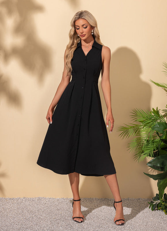 Robe Noire Chic À Boutons - gallery 5