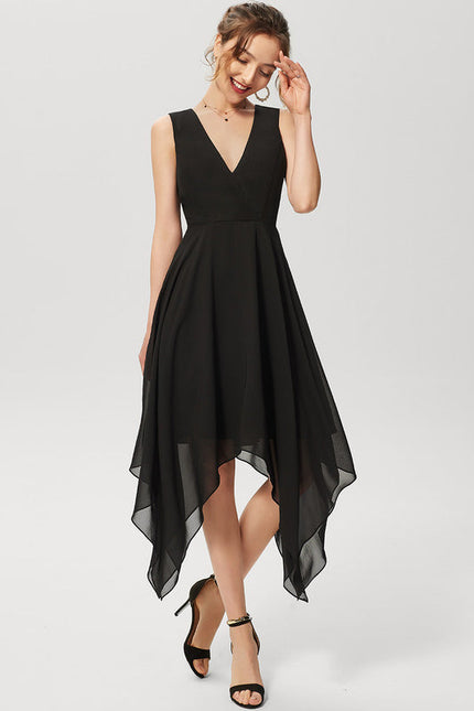Robe Cocktail Vaporeuse Élégante Noire - gallery 1