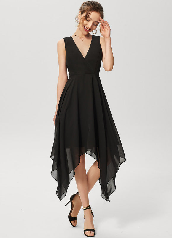 Robe Cocktail Vaporeuse Élégante Noire - gallery 1