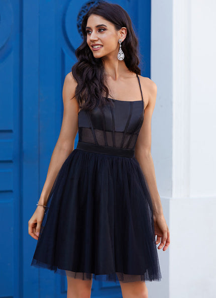 Robe Trapèze Tulle Satinée Élégante