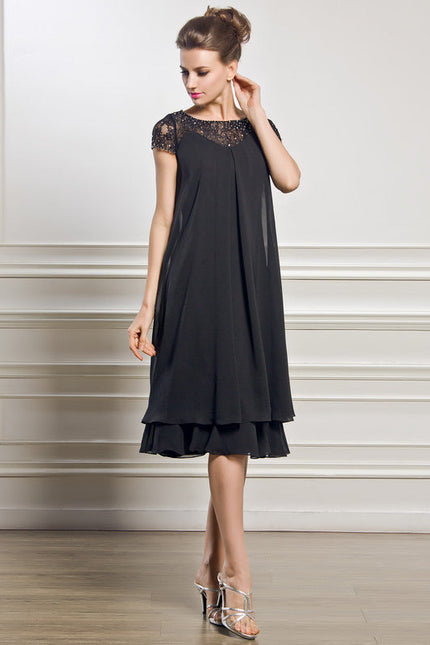 Robe Noire Chic À Dentelle Délicate - gallery 4
