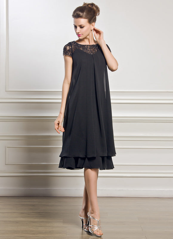 Robe Noire Chic À Dentelle Délicate - gallery 4