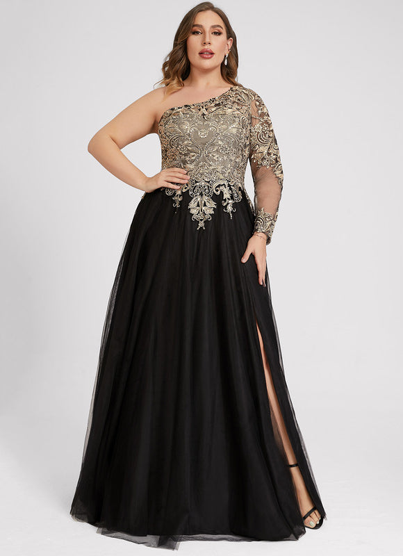 Robe Asymétrique Ornée De Sequins - gallery 9