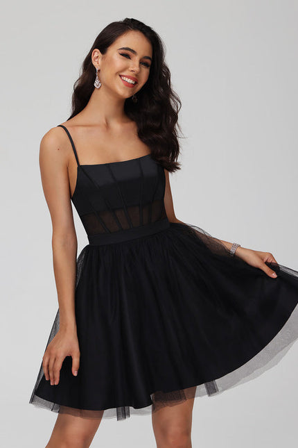Robe Trapèze Tulle Satinée Élégante - gallery 6