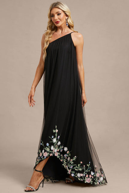 Robe Longue Noire Asymetrique - gallery 3