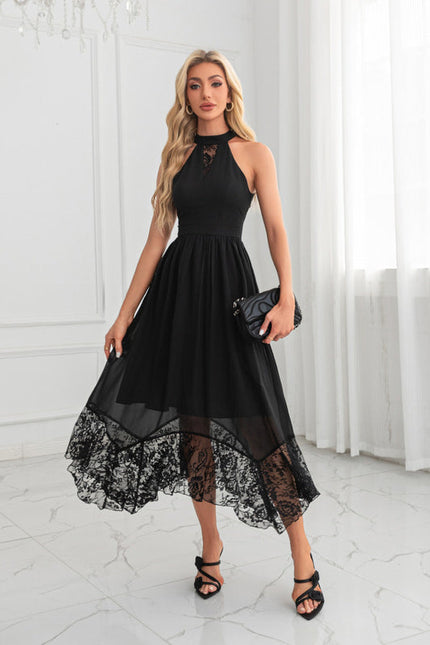 Robe Trapèze Noire En Dentelle - gallery 6
