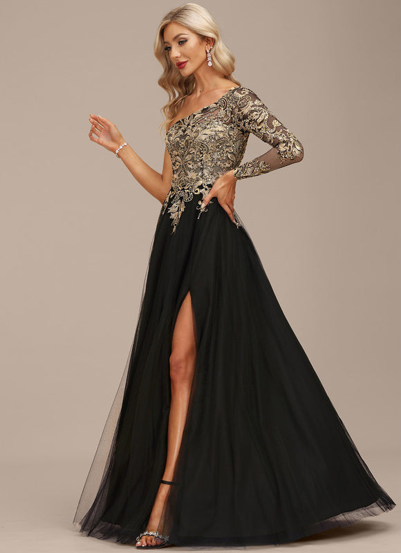 Robe Asymétrique Ornée De Sequins - gallery 3