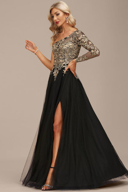 Robe Asymétrique Ornée De Sequins - gallery 3
