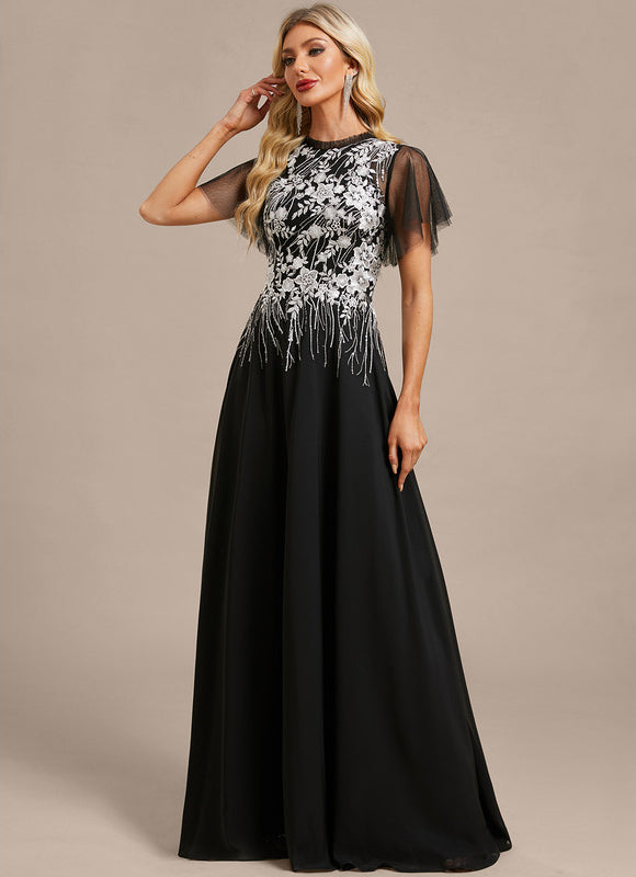 Robe Trapèze Élégante À Manches. - gallery 3