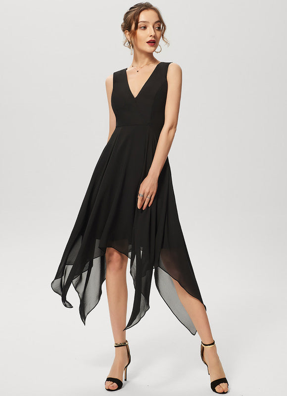 Robe Cocktail Vaporeuse Élégante Noire - gallery 3