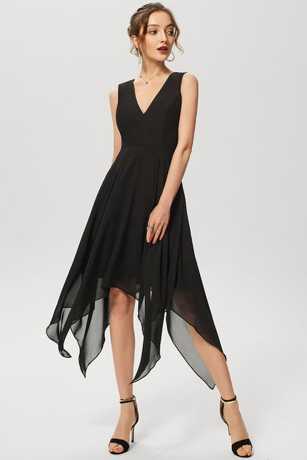 Robe Cocktail Vaporeuse Élégante Noire - gallery 3