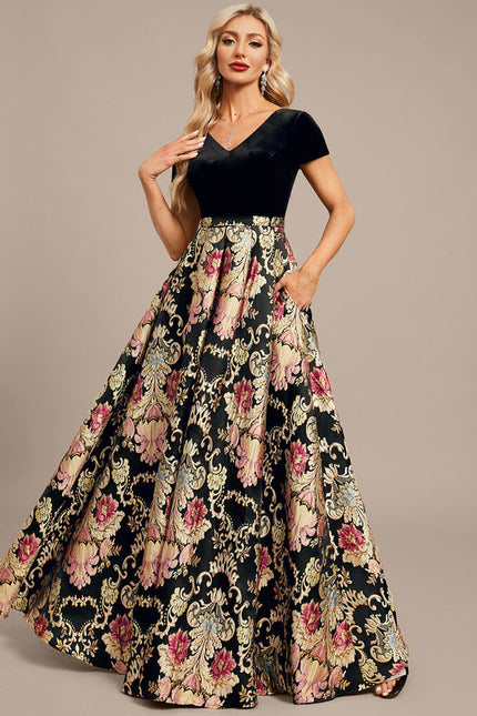 Robe Trapèze Velours Floral Chic - gallery 3