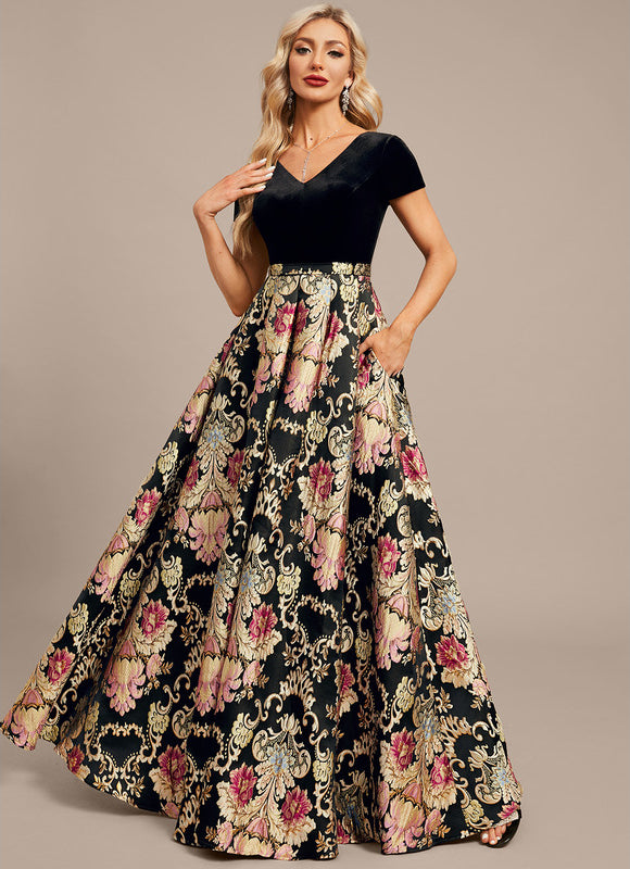 Robe Trapèze Velours Floral Chic - gallery 3