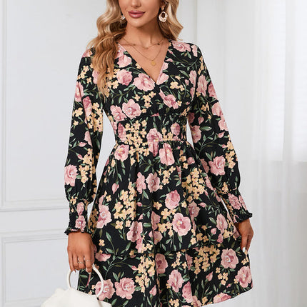 Robe À Fleurs Chic Col V