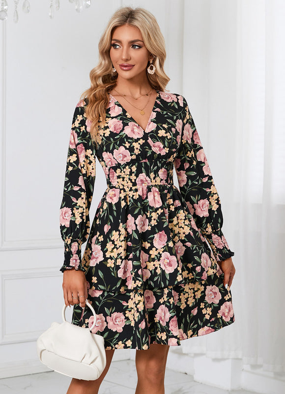 Robe À Fleurs Chic Col V