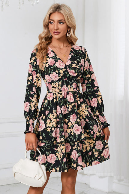 Robe À Fleurs Chic Col V