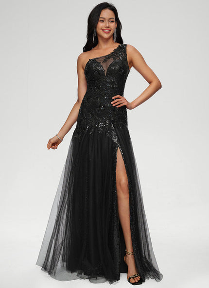 Robe Noire Luxe À Traîne
